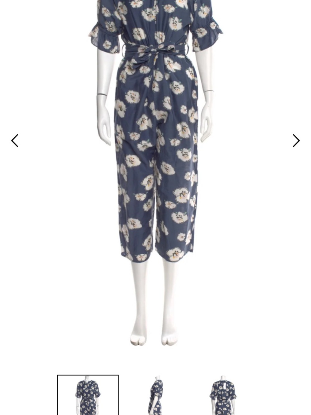 Apiece Apart Blue Floral Cropped Wide-Leg Jumpsuit, Size 6